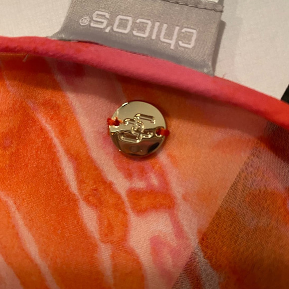 Chicos Sheer Tunic Top Coral‎ Pink Shirt Cover Up Beaded V Neck Long Sleeve 12 - Picture 10 of 10